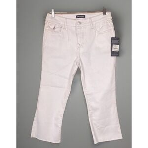 NWT True Religion World‎ Tour Women White Flare Capris 29 StreetWear Stitching